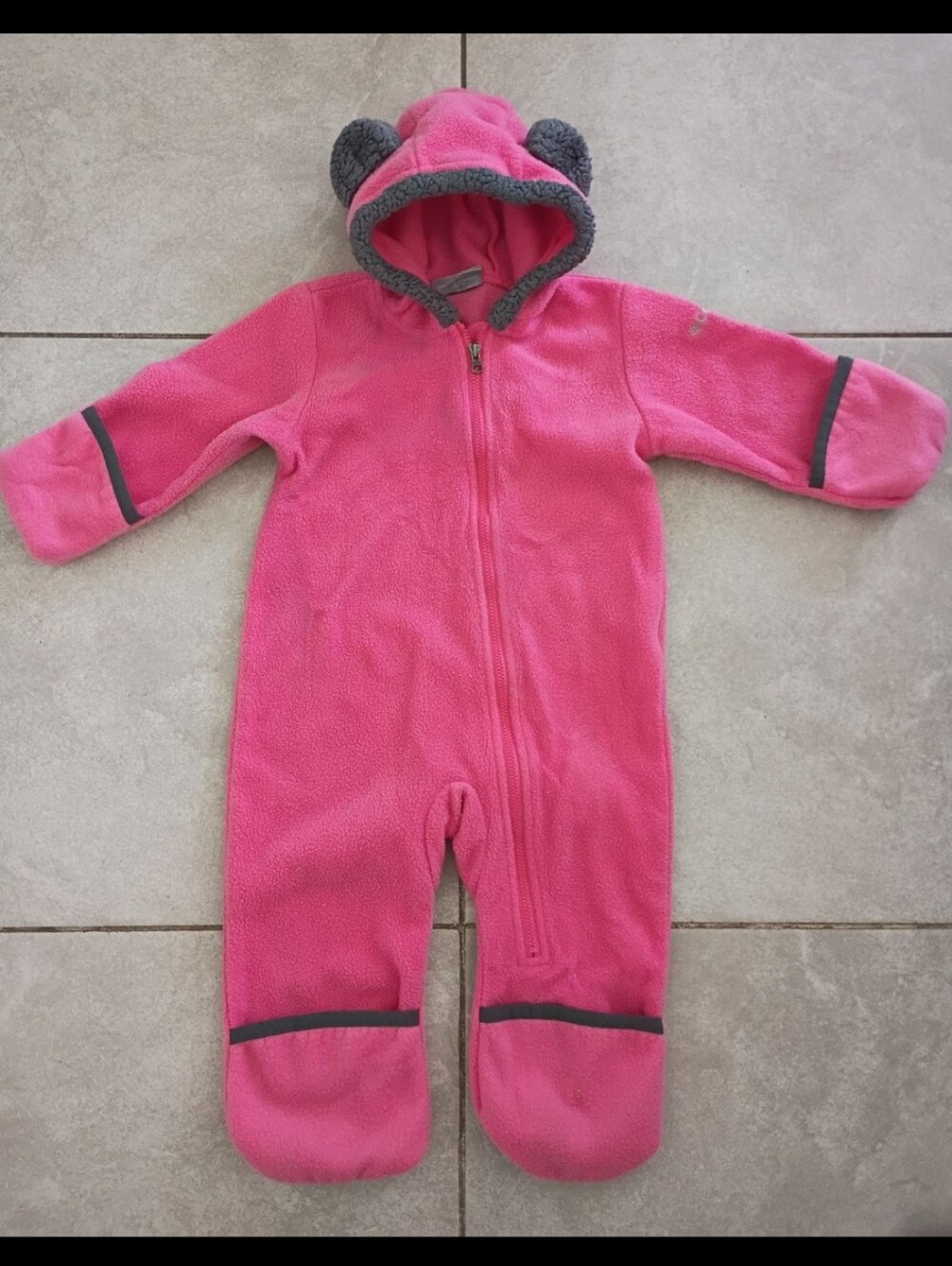 Columbia 12-18 Months Cozy Pink Fleece Baby One-Piece with Hood